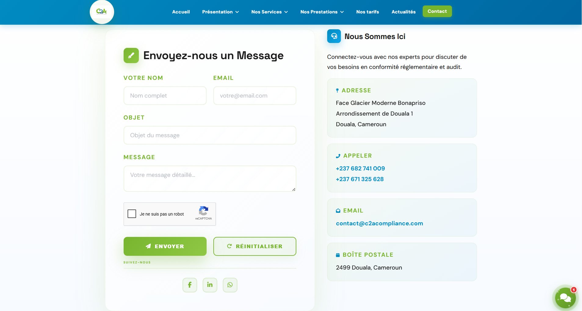 page contact c2a